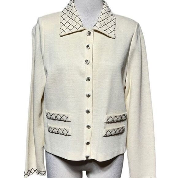 Vintage Marisa Christina Santana Knits Sequin Blazer Jacket Sweater Size Medium - Picture 1 of 6